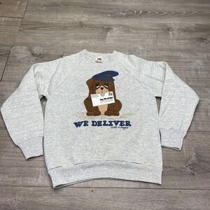 Vintage Fruit Of The Loom Sweatshirt Mens Medium We Deliver Dog Made USA 80s